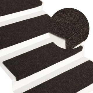 VidaXL Maty na schody samoprzylepne 15 szt. 65x21x4 cm Ciemnobrązowe, prostokątne krawędzie