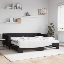 Sofa rozsuwana z materacami, czarna, 90x200 cm, tkanina Lumarko!