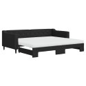 Sofa rozsuwana z materacami, czarna, 90x200 cm, tkanina Lumarko!