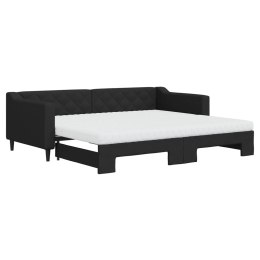 Sofa rozsuwana z materacami, czarna, 90x200 cm, tkanina Lumarko!