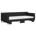 Sofa rozsuwana z materacami, czarna, 90x200 cm, tkanina Lumarko!