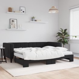 Sofa rozsuwana z materacami, czarna, 90x200 cm, aksamit Lumarko!