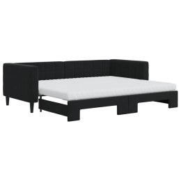 Sofa rozsuwana z materacami, czarna, 90x200 cm, aksamit Lumarko!