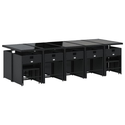 15-cz. zestaw mebli ogrodowych z poduszkami, rattan PE, czarny Lumarko!