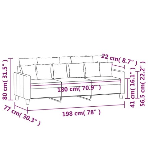 3-osobowa sofa, kremowa, 180 cm, tapicerowana tkaniną Lumarko!