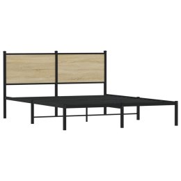 Metalowa rama łóżka z wezgłowiem, dąb sonoma, 140x200 cm Lumarko!