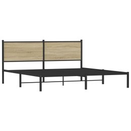 Metalowa rama łóżka z wezgłowiem, dąb sonoma, 180x200 cm Lumarko!