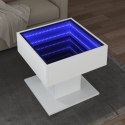 Stolik kawowy z LED, biały 50x50x45 cm, materiał drewnopochodny Lumarko!