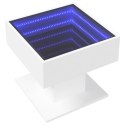 Stolik kawowy z LED, biały 50x50x45 cm, materiał drewnopochodny Lumarko!