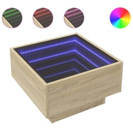 Stolik kawowy z LED, dąb sonoma, 50x50x30 cm Lumarko!