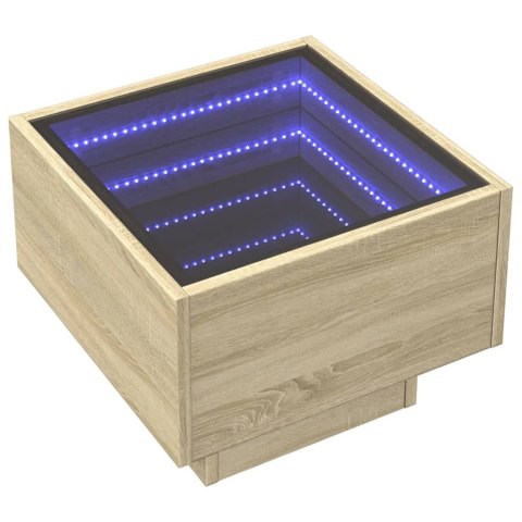 Stolik nocny z LED Infinity, dąb sonoma, 40x40x30 cm Lumarko!
