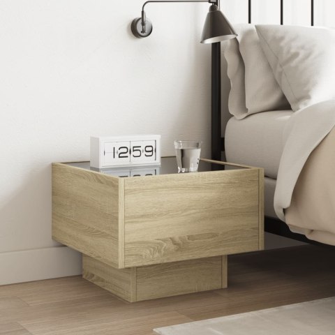 Stolik nocny z LED Infinity, dąb sonoma, 40x40x30 cm Lumarko!