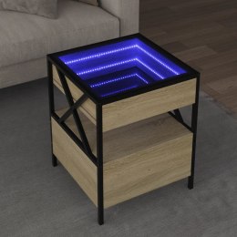 Stolik kawowy z LED Infinity, dąb sonoma, 40x40x51 cm Lumarko!