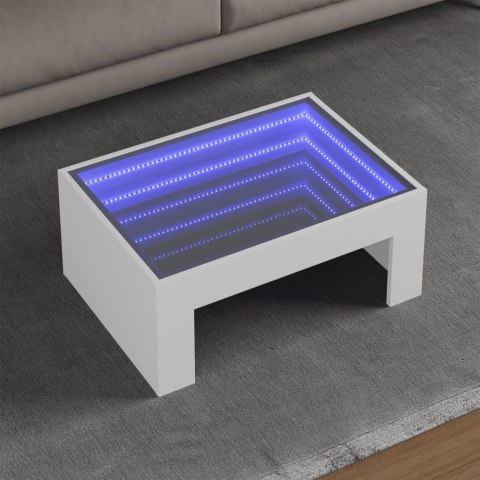 VidaXL Stolik kawowy z LED Infinity, biały, 70x50x30 cm