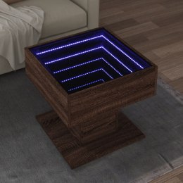 Stolik kawowy z LED, brązowy dąb, 50x50x45 cm Lumarko!