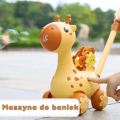 Pchacz Żyrafka 2w1 Maszyna do Robienia Baniek Mydlanych dla Dzieci Lek Lumarko!