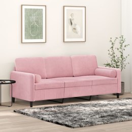 3-osobowa sofa z poduszkami, różowa, 180 cm, aksamit Lumarko!