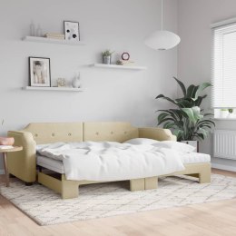Sofa rozsuwana z materacami, kremowa, 90x200 cm, tkanina  Lumarko!
