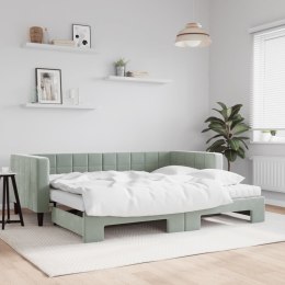 Sofa rozsuwana z materacami, jasnoszara, 90x200 cm, aksamit  Lumarko!
