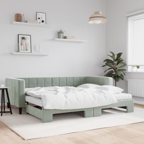 Sofa rozsuwana z materacami, jasnoszara, 90x200 cm, aksamit  Lumarko!