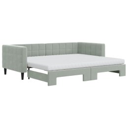 Sofa rozsuwana z materacami, jasnoszara, 90x200 cm, aksamit  Lumarko!