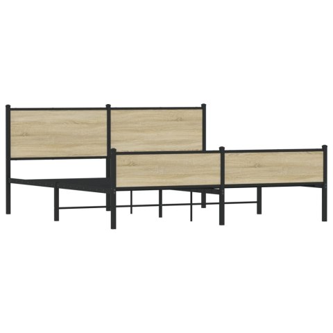 Metalowa rama łóżka, bez materaca, dąb sonoma, 183x213 cm  Lumarko!