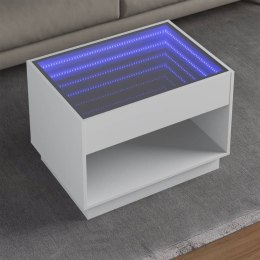 Stolik kawowy z LED Infinity, biały, 70x50x50 cm  Lumarko!