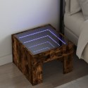 Stolik nocny z LED Infinity, przydymiony dąb, 40x40x30 cm  Lumarko!