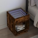 Stolik nocny z LED Infinity, przydymiony dąb, 40x40x50 cm  Lumarko!