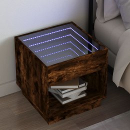 Stolik nocny z LED Infinity, przydymiony dąb, 50x50x50 cm  Lumarko!