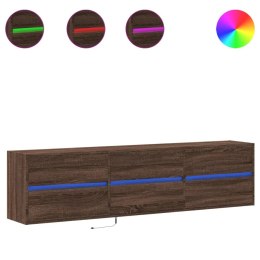 Ścienna szafka TV, z LED, brązowy dąb, 180x31x45 cm  Lumarko!