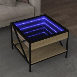 Stolik kawowy z LED Infinity, dąb sonoma, 50x50x38 cm  Lumarko!