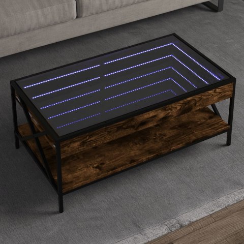 Stolik kawowy z LED Infinity, przydymiony dąb, 90x50x38 cm  Lumarko!