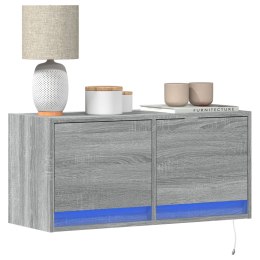 Ścienna szafka TV z LED, szary dąb sonoma, 80x31x35 cm  Lumarko!