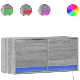 Ścienna szafka TV z LED, szary dąb sonoma, 80x31x35 cm  Lumarko!