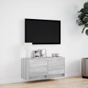 Ścienna szafka TV z LED, szary dąb sonoma, 80x31x35 cm  Lumarko!