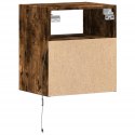 Ścienne szafki TV z LED, 2 szt., przydymiony dąb, 41x31x45 cm  Lumarko!