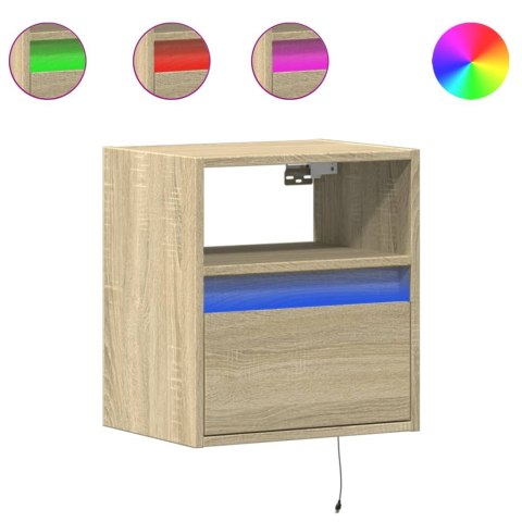 Wisząca szafka nocna z podświetleniem LED, dąb sonoma  Lumarko!