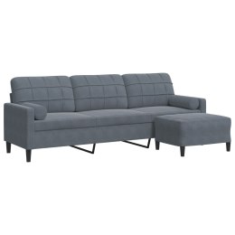 3-osobowa sofa z podnóżkiem, ciemnoszara, 210 cm, aksamit Lumarko!