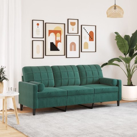 3-osobowa sofa z poduszkami, ciemnozielona, 180 cm, aksamit  Lumarko!