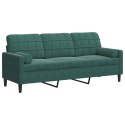 3-osobowa sofa z poduszkami, ciemnozielona, 180 cm, aksamit  Lumarko!