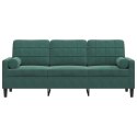 3-osobowa sofa z poduszkami, ciemnozielona, 180 cm, aksamit Lumarko!