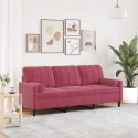 3-osobowa sofa z poduszkami, winna czerwień, 180 cm, aksamit Lumarko!