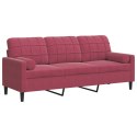 3-osobowa sofa z poduszkami, winna czerwień, 180 cm, aksamit Lumarko!