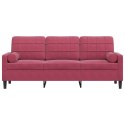 3-osobowa sofa z poduszkami, winna czerwień, 180 cm, aksamit Lumarko!