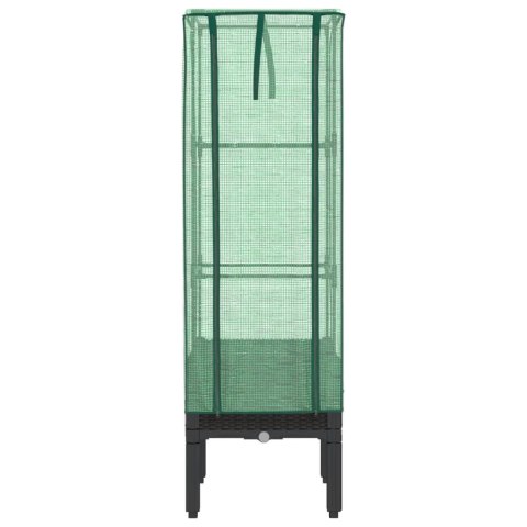 Podwyższona donica ze szklarnią, wygląd rattanu, 40x40x140 cm  Lumarko!