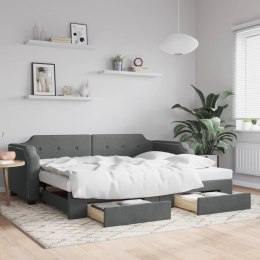 Sofa rozsuwana z szufladami, ciemnoszara, 80x200 cm, tkanina  Lumarko!