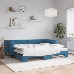 Sofa rozsuwana z materacami, niebieska, 90x200 cm, aksamit  Lumarko!