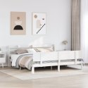 Rama łóżka z wezgłowiem, biała, 200x200 cm, lite drewno sosnowe  Lumarko!