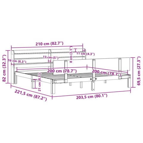 Rama łóżka z wezgłowiem, biała, 200x200 cm, lite drewno sosnowe  Lumarko!